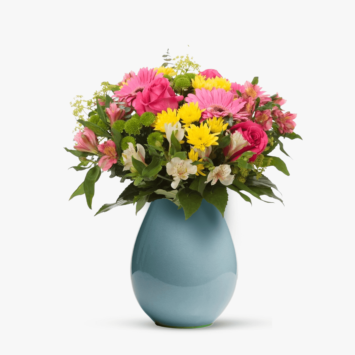 Buchet cu alstroemeria colorata si trandafiri