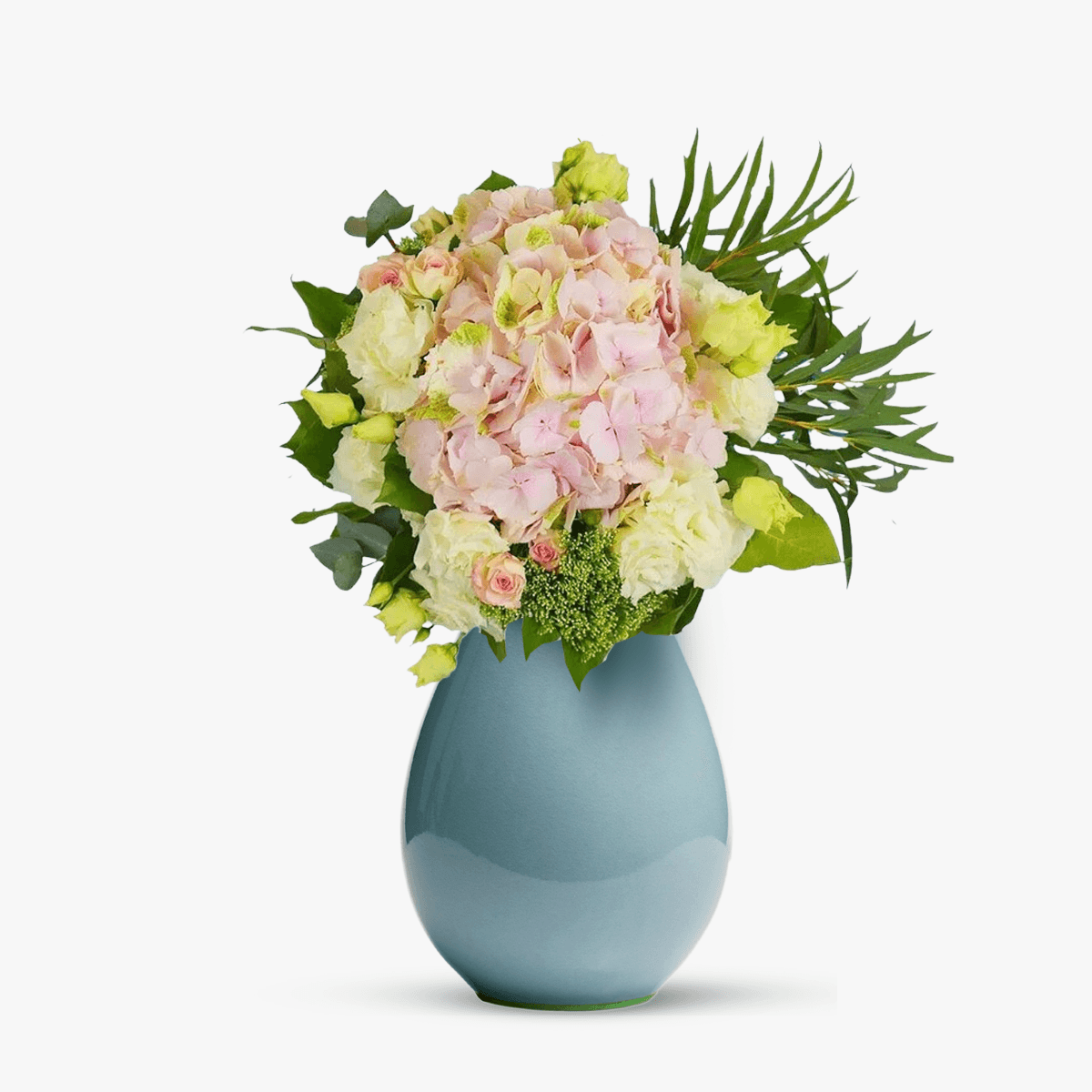 Buchet in culori de vara cu lisianthus