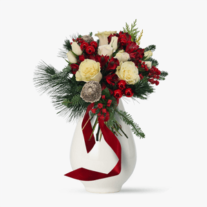 Merry Christmas bouquet with alstroemeria, roses and bouvardia