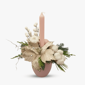 Arrangement with cotton and candle