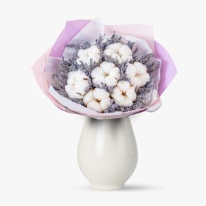 Cotton and lavender bouquet