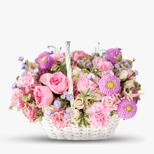 Pink flower basket