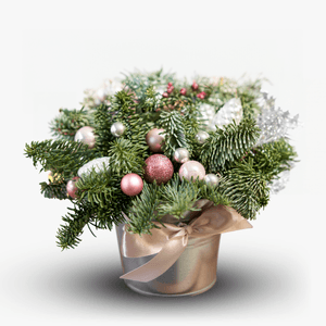 Arrangement with Christmas tree and globes