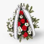 Aranjament funerar cu crizanteme si garoafe