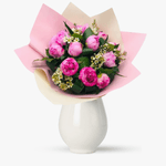 Buchet cu bujori si chamelaucium