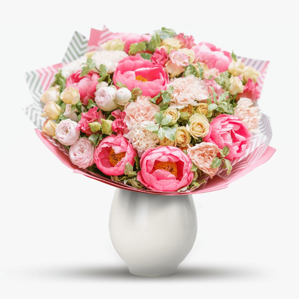 buchet de bujori roz; florarie online 